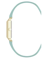 Nine West Women's Quartz Rectangular Gold-Tone and Mint Polyurethane Leather Band Watch, 29mm