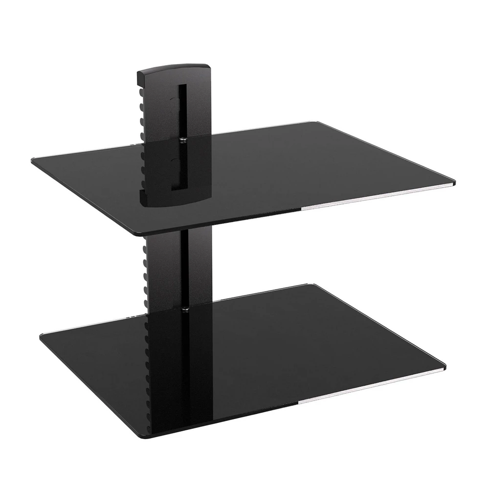 ProMounts Durable Double Glass Av Wall Shelf, Supports up to 36lbs