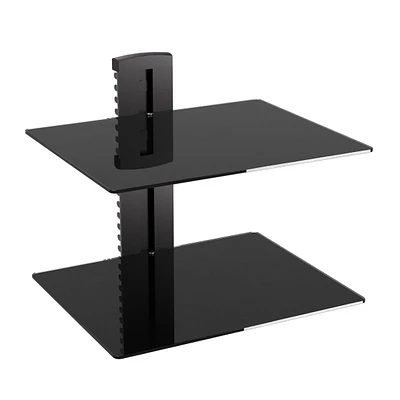 ProMounts Durable Double Glass Av Wall Shelf, Supports up to 36lbs