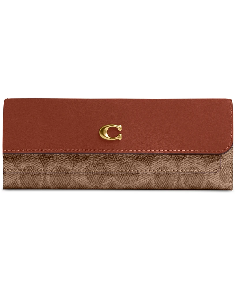 Coach Mila Long Flap Wallet in Signature Coated Canvas