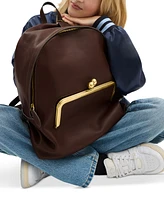 Coach Leather Kisslock Large Frame Backpack