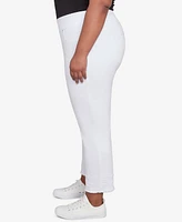 Ruby Rd. Plus Embroidered Extra Stretch White Denim Jeans