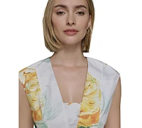 Karl Lagerfeld Paris Petite Allover Floral Midi Dress