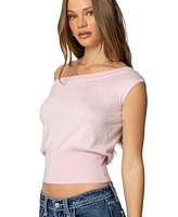 Edikted Womens Michaela Off Shoulder Knit Top