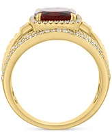 Effy Garnet (2-1/5 ct. t.w.) & Diamond (5/8 ct. t.w.), Multirow Statement Ring in 14k Gold-Plated Sterling Silver