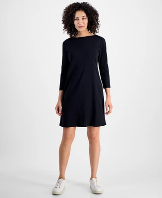 Style & Co Petite Cotton Boat-Neck Dress, Exclusively at Macy's