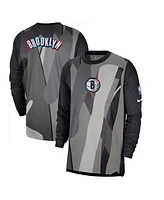 Nike Men's Black Brooklyn Nets 2024/25 City Edition Authentic Pregame Performance Long Sleeve Shooting T-Shirt