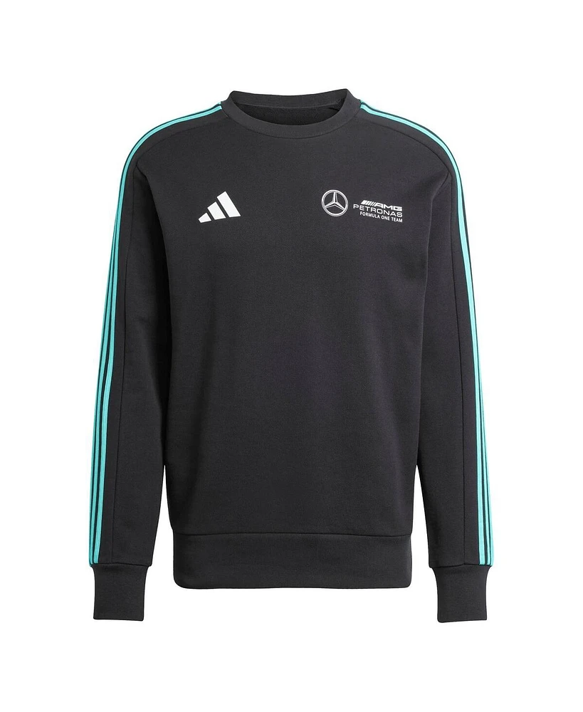 Adidas Men's Black Mercedes-amg Petronas F1 Team Fan Wear Dna Alphaskin Pullover Sweatshirt