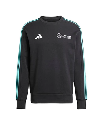 Adidas Men's Black Mercedes-amg Petronas F1 Team Fan Wear Dna Alphaskin Pullover Sweatshirt