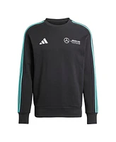 Adidas Men's Black Mercedes-amg Petronas F1 Team Fan Wear Dna Alphaskin Pullover Sweatshirt