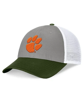 Top of the World Men's Gray/Green Clemson Tigers Oht Military Appreciation Badge Trucker Adjustable Hat