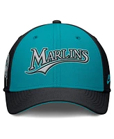 Nike Men's Black/Teal Florida Marlins Rise Swoosh Performance Flex Hat