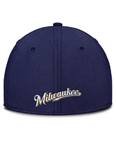 Nike Men's Navy/Gold Milwaukee Brewers Rise Swoosh Performance Flex Hat