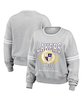 Wear by Erin Andrews Women's Heather Gray Los Angeles Lakers French Terry Pullover Sweatshirt