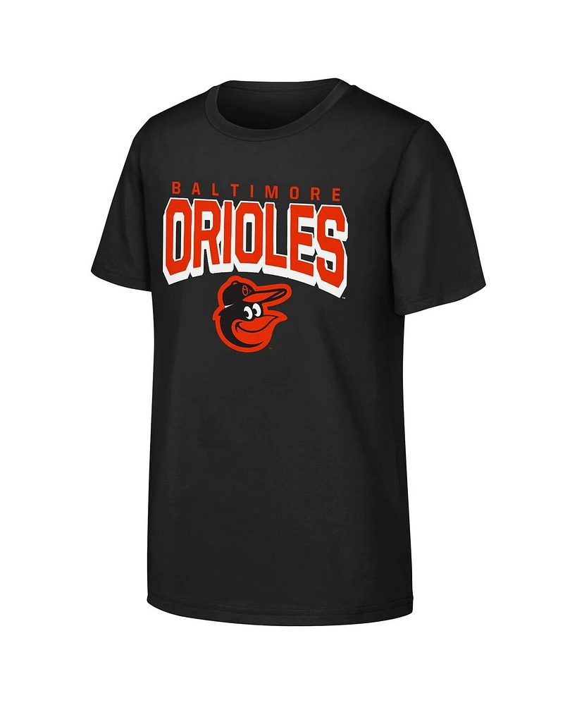 Outerstuff Big Boys and Girls Black Baltimore Orioles On The Block T-Shirt