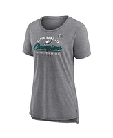 Fanatics Women's Heather Gray Philadelphia Eagles Super Bowl Lix Champions Prestigious Run Tri-Blend Scoop Neck Top