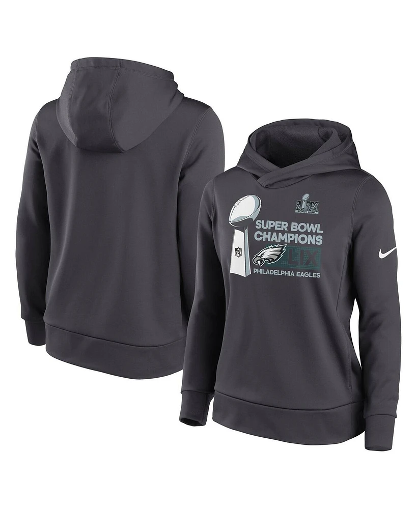 Nike Women's Anthracite Philadelphia Eagles Super Bowl Lix Champions Locker Room Trophy Collection Club Fleece Pullover Top