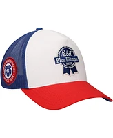 Lids Men's White/Red Pabst Blue Ribbon A-Frame Trucker Adjustable Hat