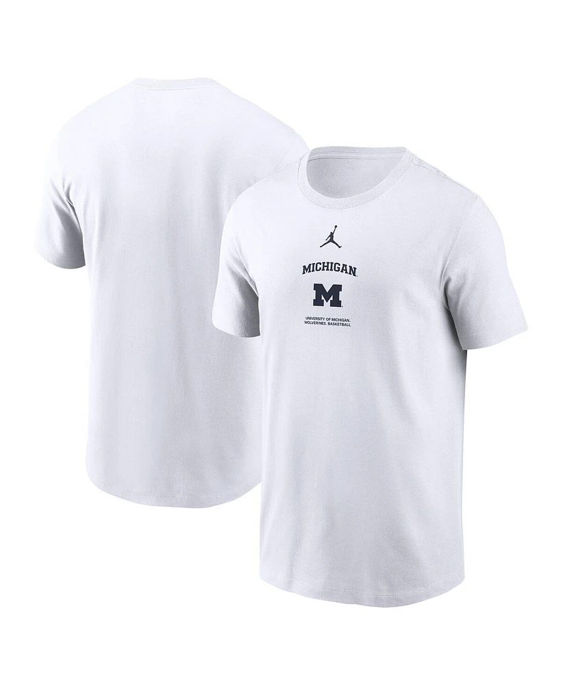 Jordan Men's White Michigan Wolverines On-Court Basketball T-Shirt