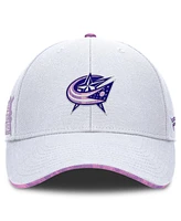 Fanatics Men's White Columbus Blue Jackets Authentic Pro Hockey Fights Cancer Adjustable Hat