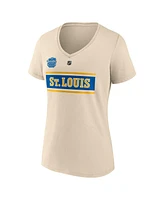 Fanatics Women's Jordan Binnington Cream St. Louis Blues 2025 Nhl Winter Classic Authentic Stack Name Number V-Neck Top