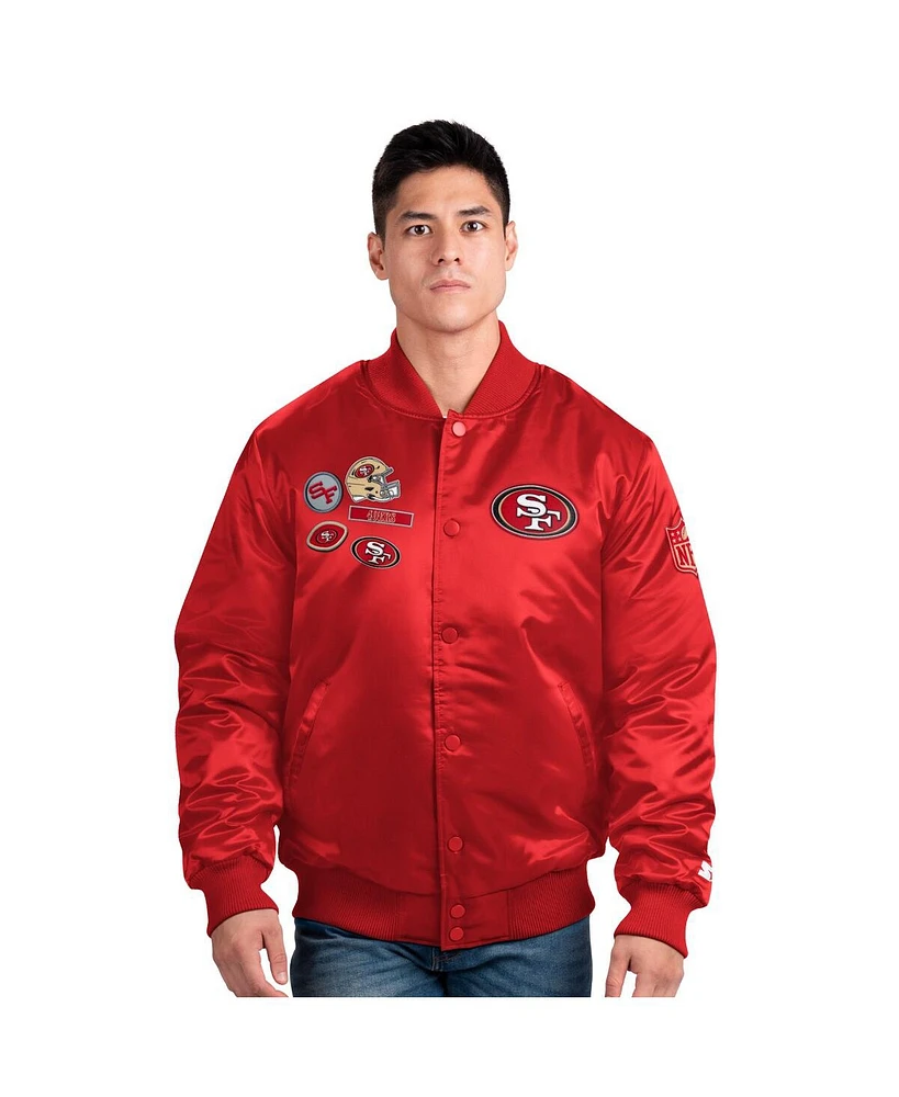 Starter Men's Scarlet San Francisco 49ers Exclusive Satin Full-Snap Varsity Jacket