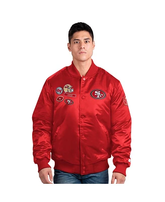 Starter Men's Scarlet San Francisco 49ers Exclusive Satin Full-Snap Varsity Jacket