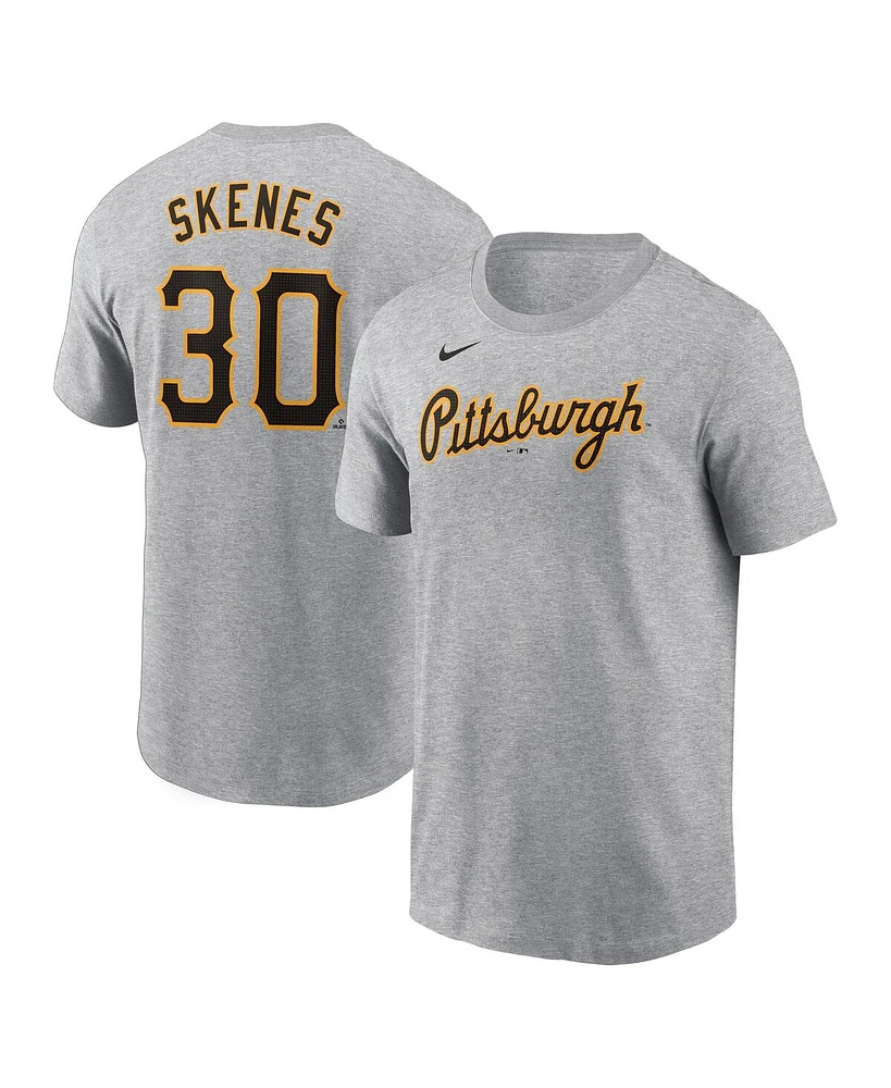 Nike Men's Paul Skenes Heather Gray Pittsburgh Pirates Fuse Name Number T-Shirt