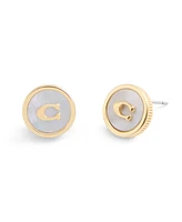 Coach Signature Mother of Pearl Coin Stud Earrings