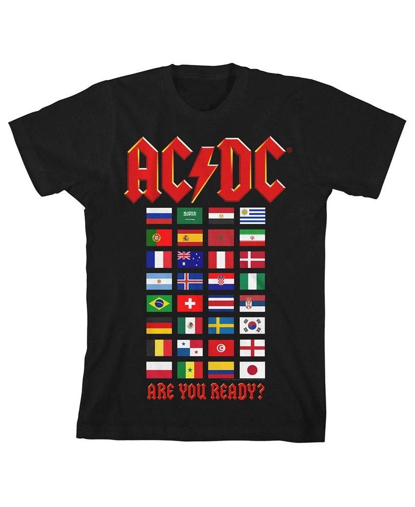 Ac/Dc Boys Acdc World Tour Flags Youth Black T-shirt-xl