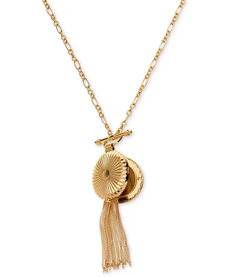 On 34th Gold-Tone Locket & Chain Fringe Pendant Necklace, 36" + 3" extender, Exclusively at Macy's