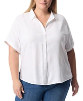 Gloria Vanderbilt Plus Cuffed-Sleeve Button-Front Shirt, Exclusively at Macy's