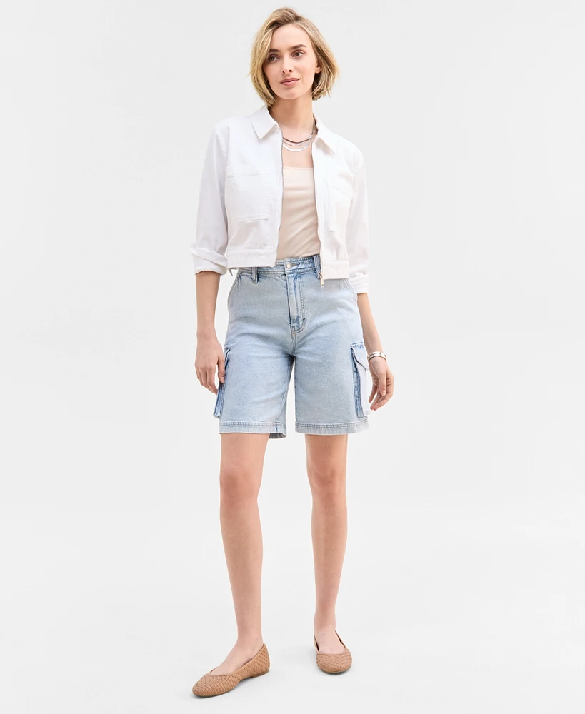 On 34th Women's High Rise Cargo Bermuda Jean Shorts, Exclusively at Macy's
