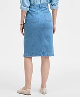 On 34th Women's Patch-Pocket Denim Midi Skirt, Exclusively at Macy's