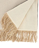 Saro Lifestyle Fringe Detail Banded Table Runner, 16" x 72"