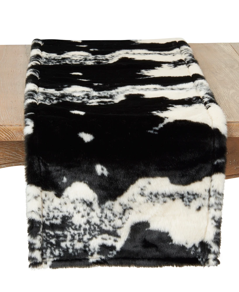 Saro Lifestyle Cow Hide Design Faux Fur Table Runner