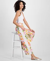 Jm Collection Petite Side-Panel Printed Pull-On Pants, Exclusively at Macy's