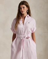 Polo Ralph Lauren Women's Striped 100% Linen Short-Sleeve Shirtdress