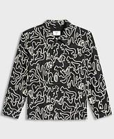 Mode of One Men's Floral Embroidered Cotton Shacket, Exclusively at Macy's