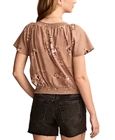 Lucky Brand Women's Flutter-Sleeve Tie-Front Top
