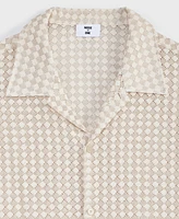 Mode of One Men's Relaxed-Fit Textured-Knit Bubble Lace Button-Down Camp Shirt, Exclusively at Macy's