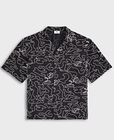 Mode of One Men's Relaxed-Fit Embroidered Button-Down Poplin Camp Shirt, Exclusively at Macy's