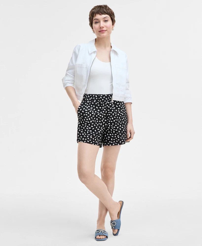 On 34th Women's Paint Dot Linen-Blend Pull-On Shorts, Exclusively at Macy's