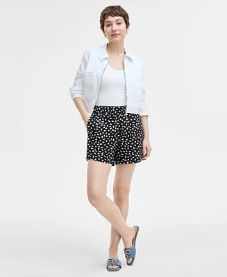 On 34th Women's Paint Dot Linen-Blend Pull-On Shorts, Exclusively at Macy's
