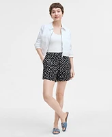 On 34th Women's Paint Dot Linen-Blend Pull-On Shorts, Exclusively at Macy's