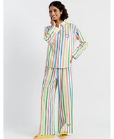 Chinti and Parker Women's & Linen-Cotton Snoopy Stripe Trousers