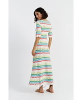 Chinti and Parker Women's & Cotton Chevron Stitch Dress