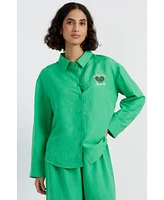 Chinti & Parker Women's Linen-Cotton Peanuts Racquet Club Shirt