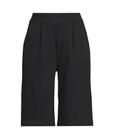 Lands' End Plus Sport Knit High Rise Pleated 12" Bermuda Shorts