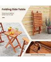 Gymax 3PCS Patio Poplar Wood Rocking Bistro Set Outdoor Furniture Set for Garden